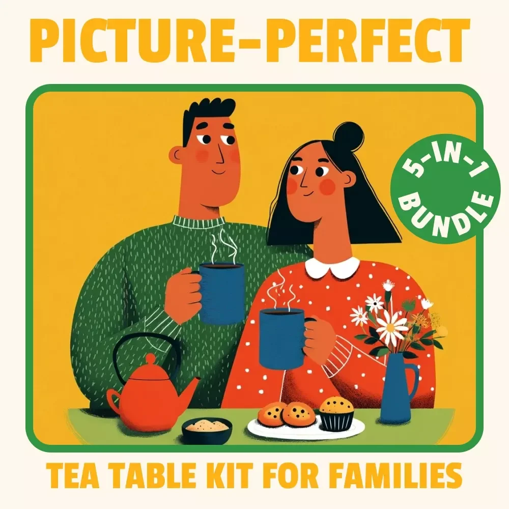 Picture-Perfect Tea Table Kit for Families | 5-in-1 Digital Bundle for How to Style a Cozy Tea Table for a Family Gathering