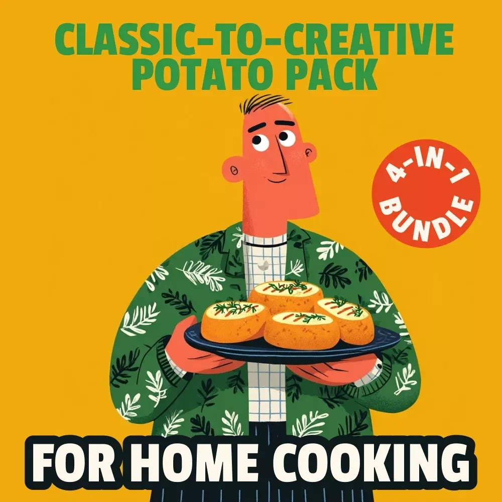 Classic-to-Creative Potato Pack for Home Cooking | 4-in-1 Digital Bundle of Unique Potato Recipes | Mastering Scalloped Potatoes Step by Step, Cheesy Baked Potatoes Guide, Creamy Dill Mashed Potatoes, Shepherd’s Pie That Feels Like Home