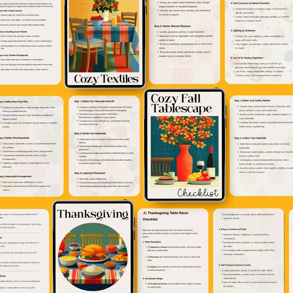 All-in-One Bundle for Cozy Autumn Table Styling – 10-in-1 Digital Guides for Fall Table Decorations, Warm Minimal Tablescapes & Thanksgiving Table Décor