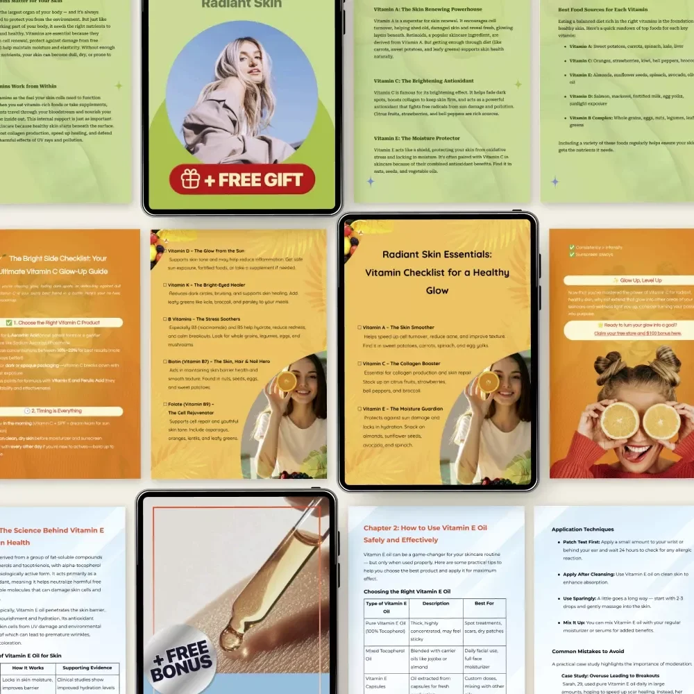 Vitamin-Powered Skincare Tips Bundle | Best Vitamins for Skin 4-in-1 Guides