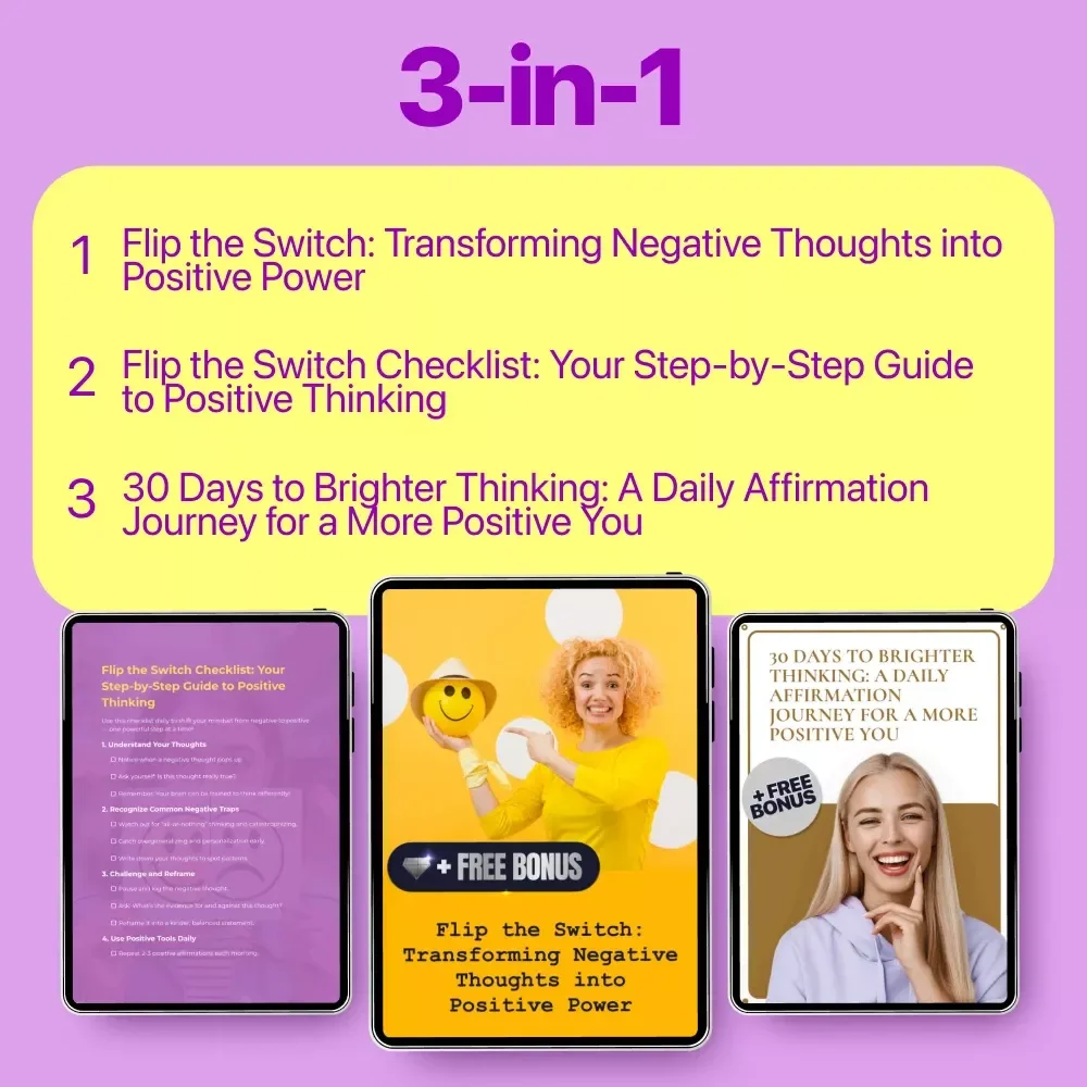 Sustainable Positivity Habits Bundle | 3-in-1 Digital Download for how to always think positive