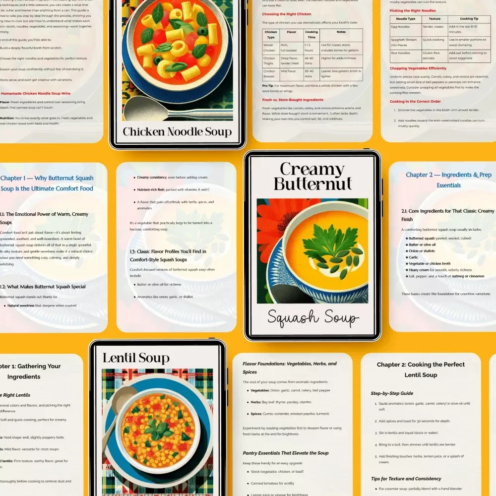 Fun Soup Party Kit for Every Mood – 10-in-1 Digital Bundle of Fun Soup Recipes, Cozy Homemade Soup eBooks & Easy Kitchen Guides