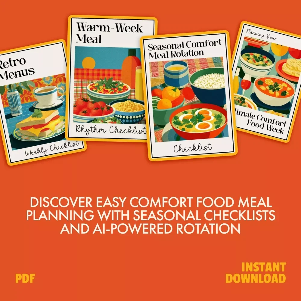 AI Comfort Food Toolkit for Weekly Plans - 4-in-1 Bundle of Guides, eBooks, and Checklists