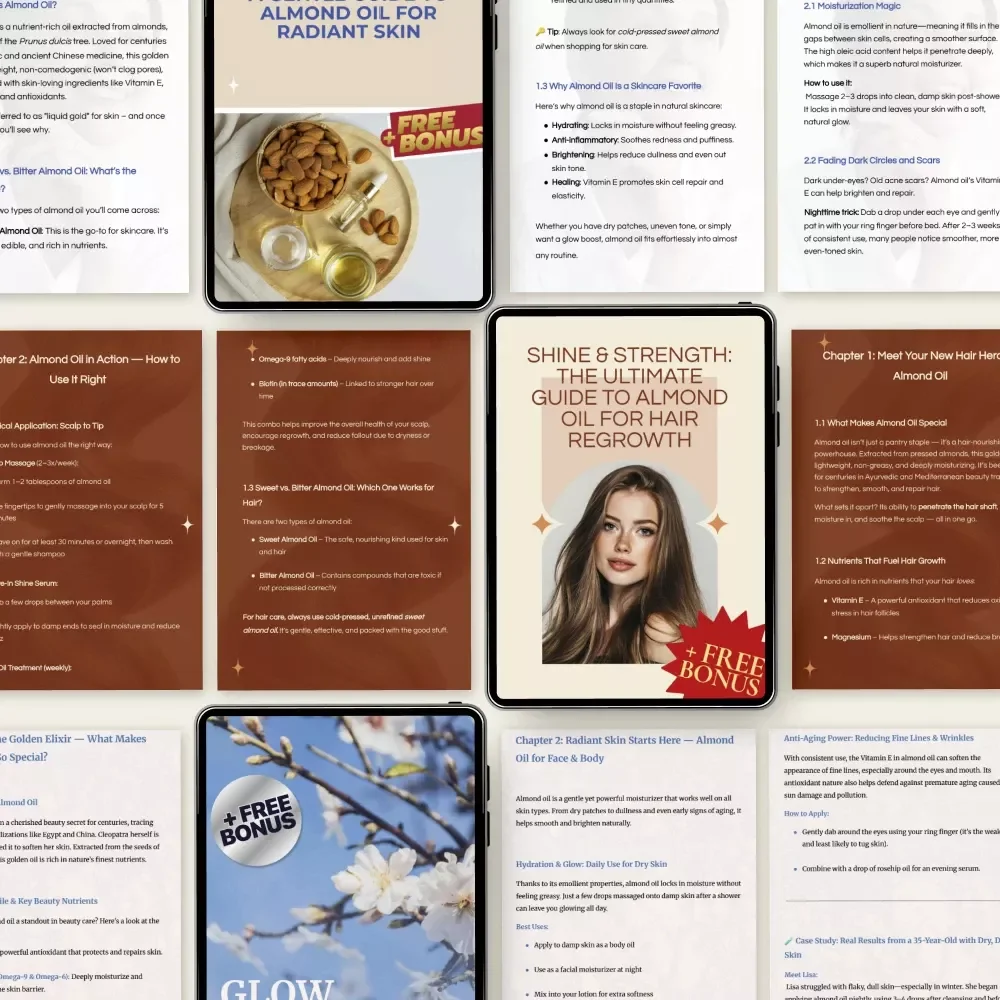Almond Oil Beauty Rituals Pack | Beauty Benefits of Almond Oil 3-in-1 Guides