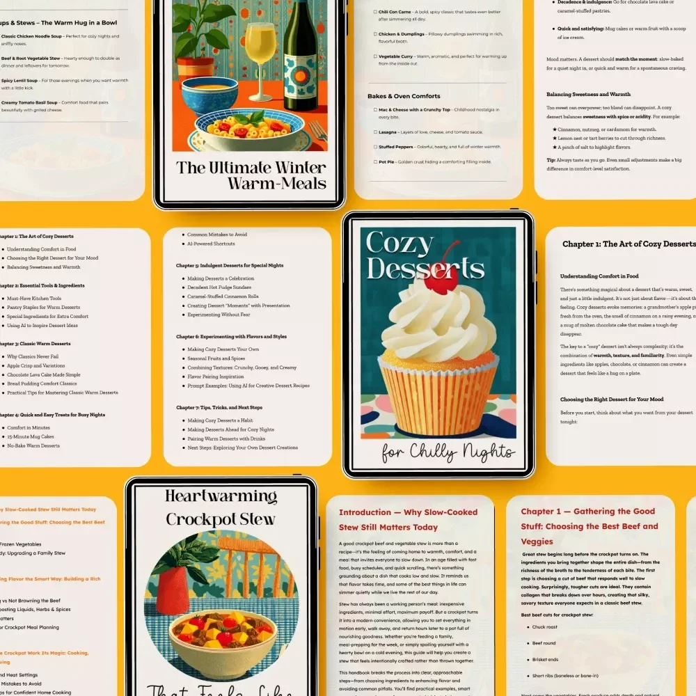 Heartwarming Meals Pack for Cold Days: Cozy Desserts, Stews, & Warm Meals Checklist