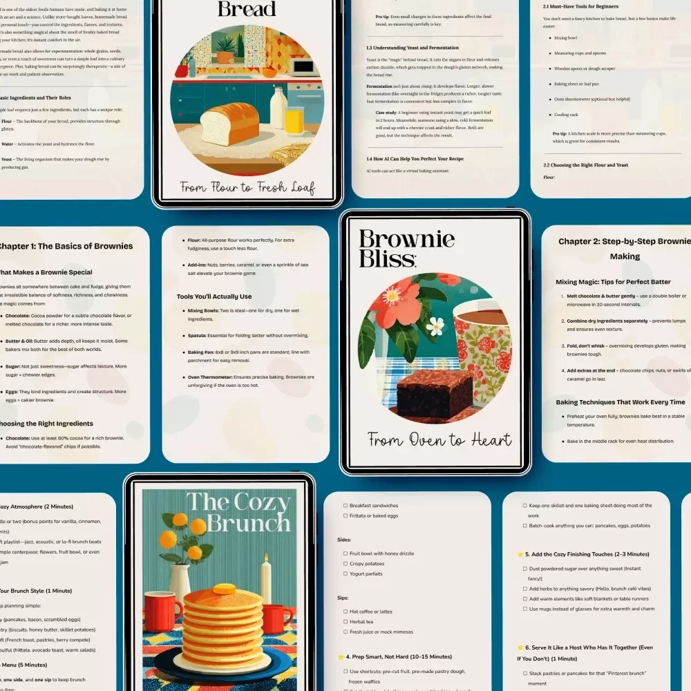 Weekend Brunch Kit for Cozy Moods - 4-in-1 Bundle: Cozy Brunch Tips, Frost-Kissed Brunch, Homemade Bread, and Brownie Bliss