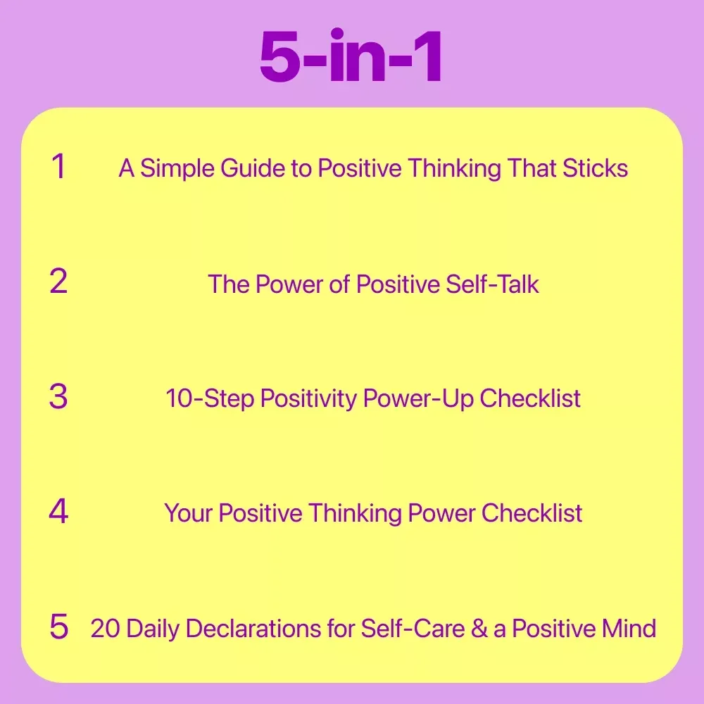 Positive Mindset Techniques Bundle | 5 in 1 Digital Download for Daily Positivity, Self-Talk & Personal Growth