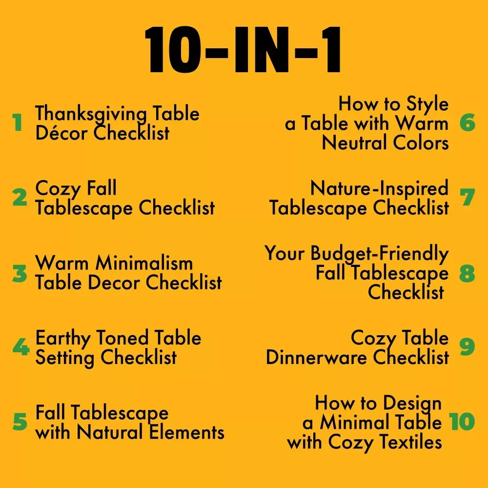 All-in-One Bundle for Cozy Autumn Table Styling – 10-in-1 Digital Guides for Fall Table Decorations, Warm Minimal Tablescapes & Thanksgiving Table Décor