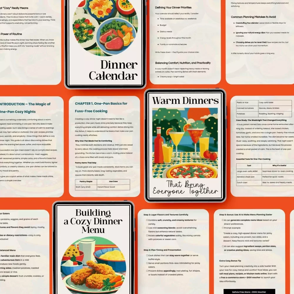 Easy Cozy Dinner Kit with AI: 3-in-1 Bundle for Warm Dinners, Picky Eaters & AI-Suggested Recipes
