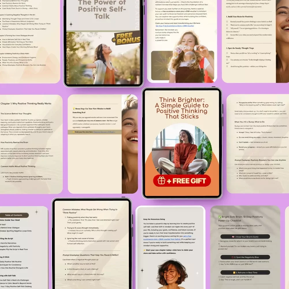 Positive Mindset Techniques Bundle | 5 in 1 Digital Download for Daily Positivity, Self-Talk & Personal Growth