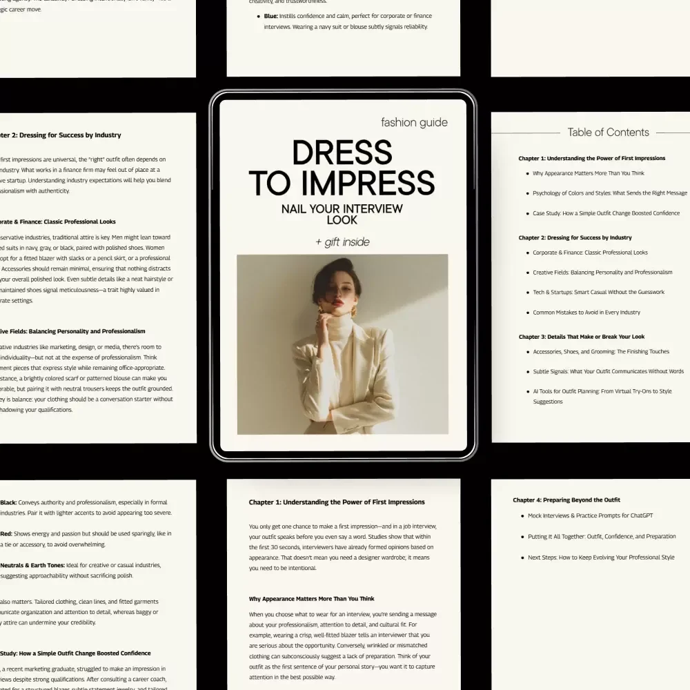 Dress to Impress: Nail Your Interview Look – Interview Outfit Guide, Professional Style eBook, Career Confidence Digital Download