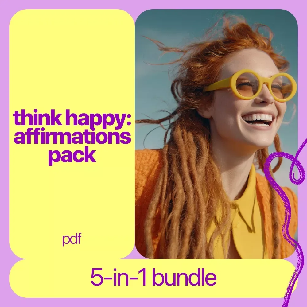Think Happy: Affirmations Pack – Affirmations for Positive Thinking Bundle | 5-in-1 Digital Download for Mindset, Calm & Daily Motivation