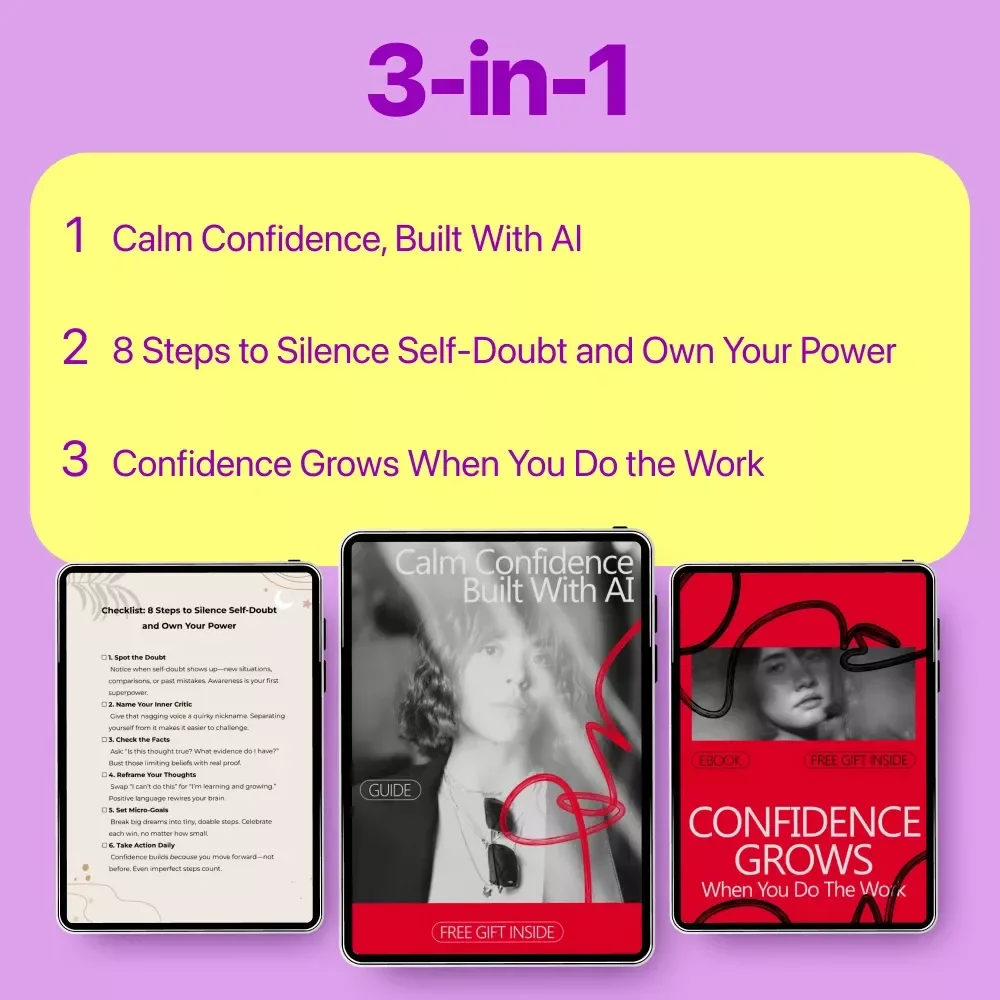 Confidence Habit Builder: 3-in-1 Bundle - Calm Confidence, AI Confidence Kickstart Checklist, Confidence Grows When You Do the Work