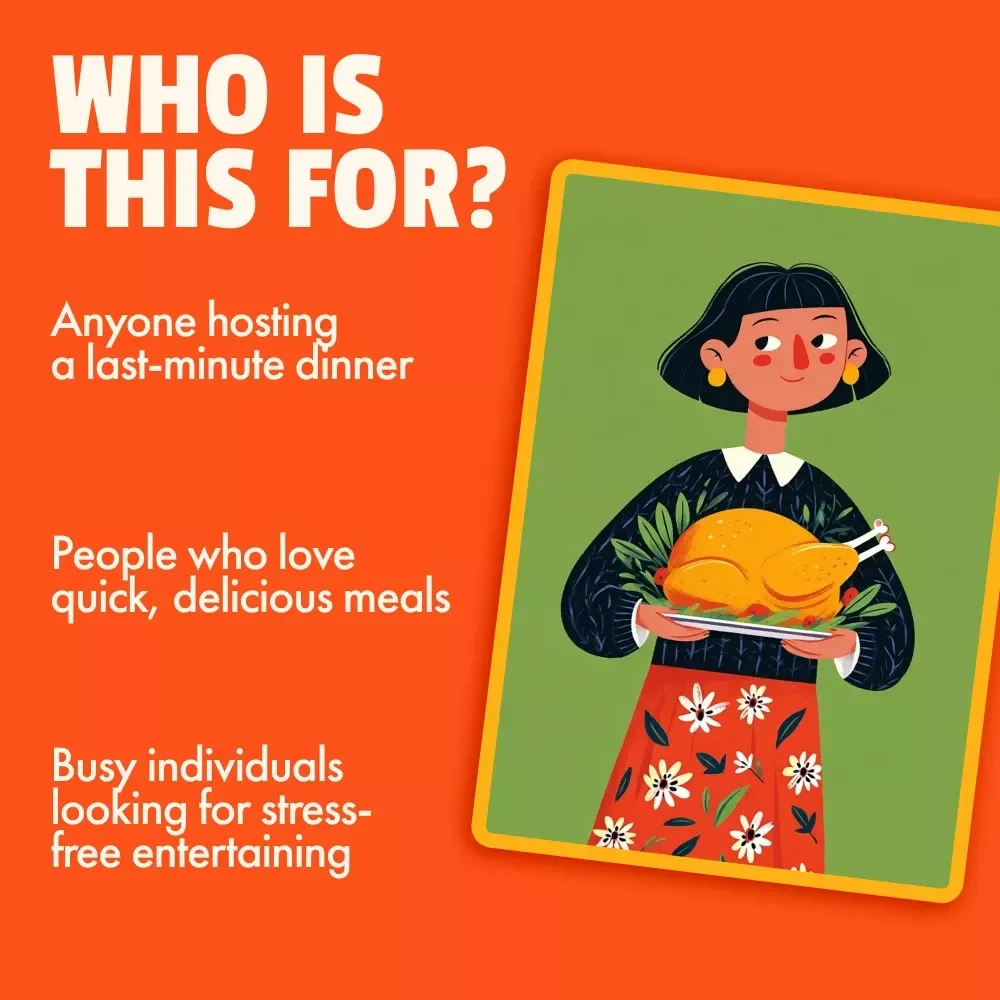 No-Panic Dinner Kit for Hosting Guests: 3-in-1 Bundle with Last-Minute Menu Guides & Checklists