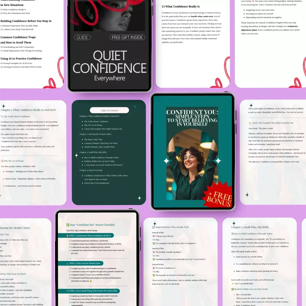 Self-Confidence Building Toolkit: 4-in-1 Digital Bundle to Boost Your Confidence