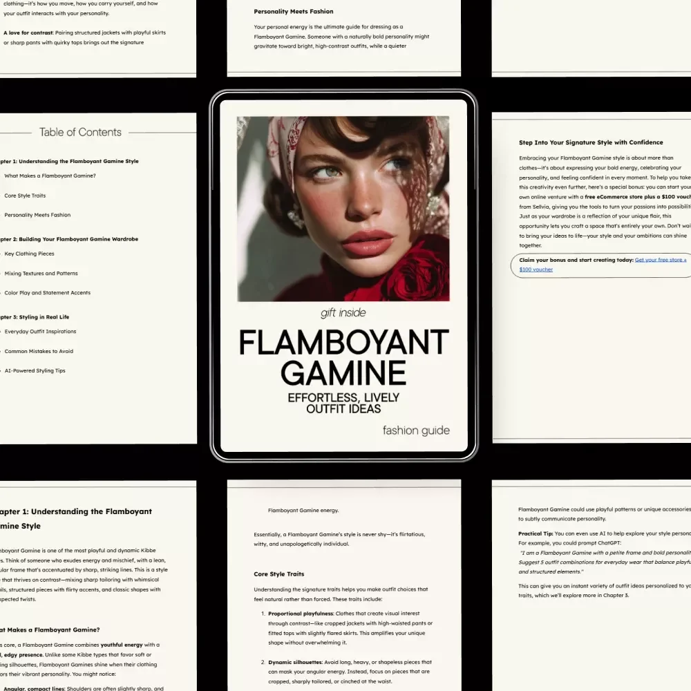 Flamboyant Gamine: Effortless, Lively Outfit Ideas – Digital Guide for Kibbe Flamboyant Gamine Style