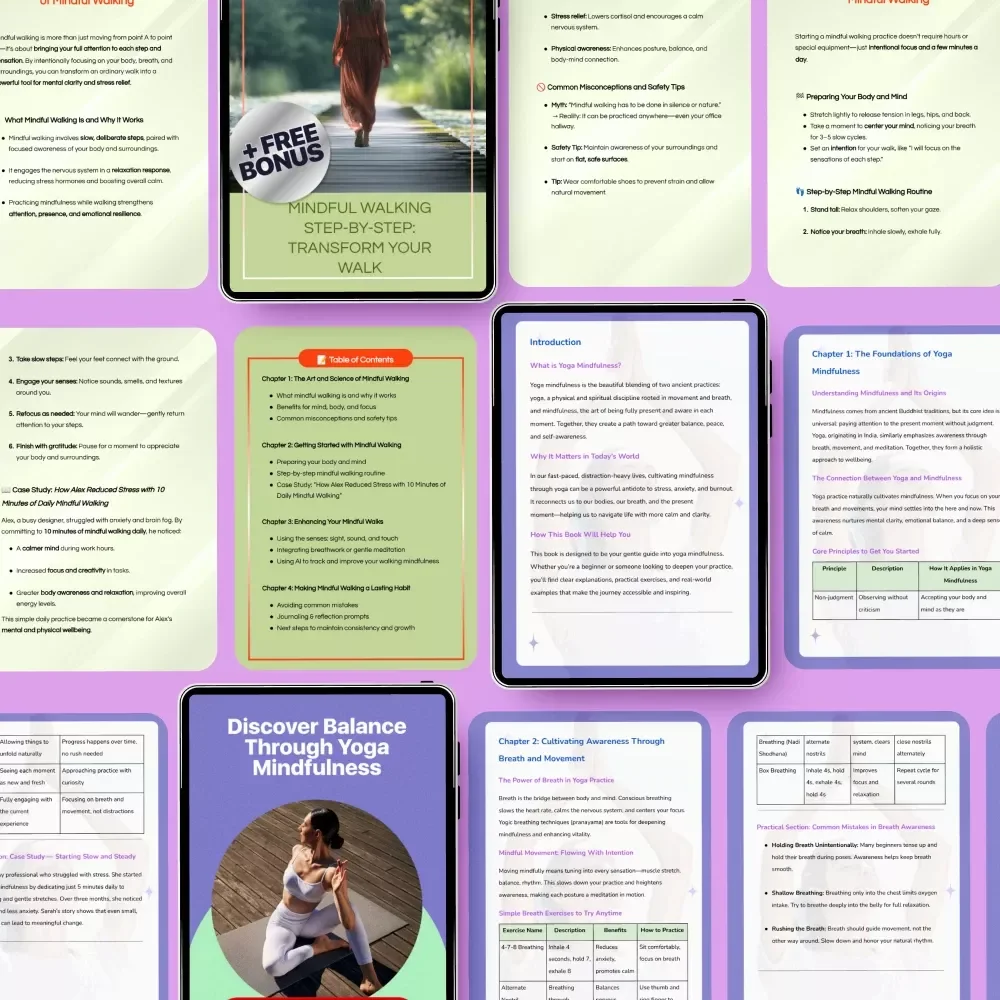 Mindfulness Activities Bundle - 3-in-1 Digital Guides for Walking, Yoga, & Meditation