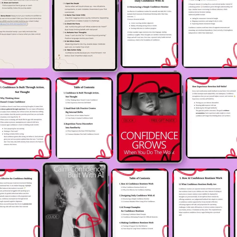 Confidence Habit Builder: 3-in-1 Bundle - Calm Confidence, AI Confidence Kickstart Checklist, Confidence Grows When You Do the Work