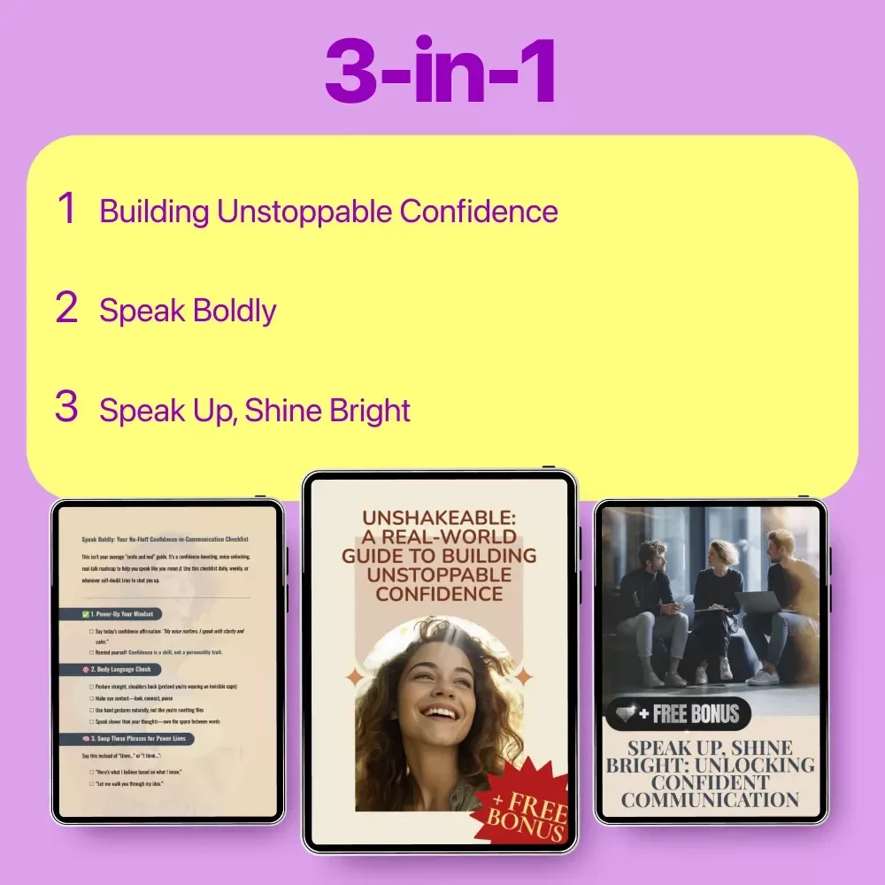 Confidence Boost Action Toolkit: Unshakeable Confidence Guide + Bold Communication Checklists