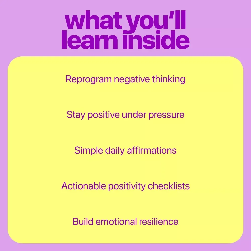 Positive Mindset Builder Toolkit – 5 in 1 Digital Bundle | Guides & Checklists on how to develop positive thinking
