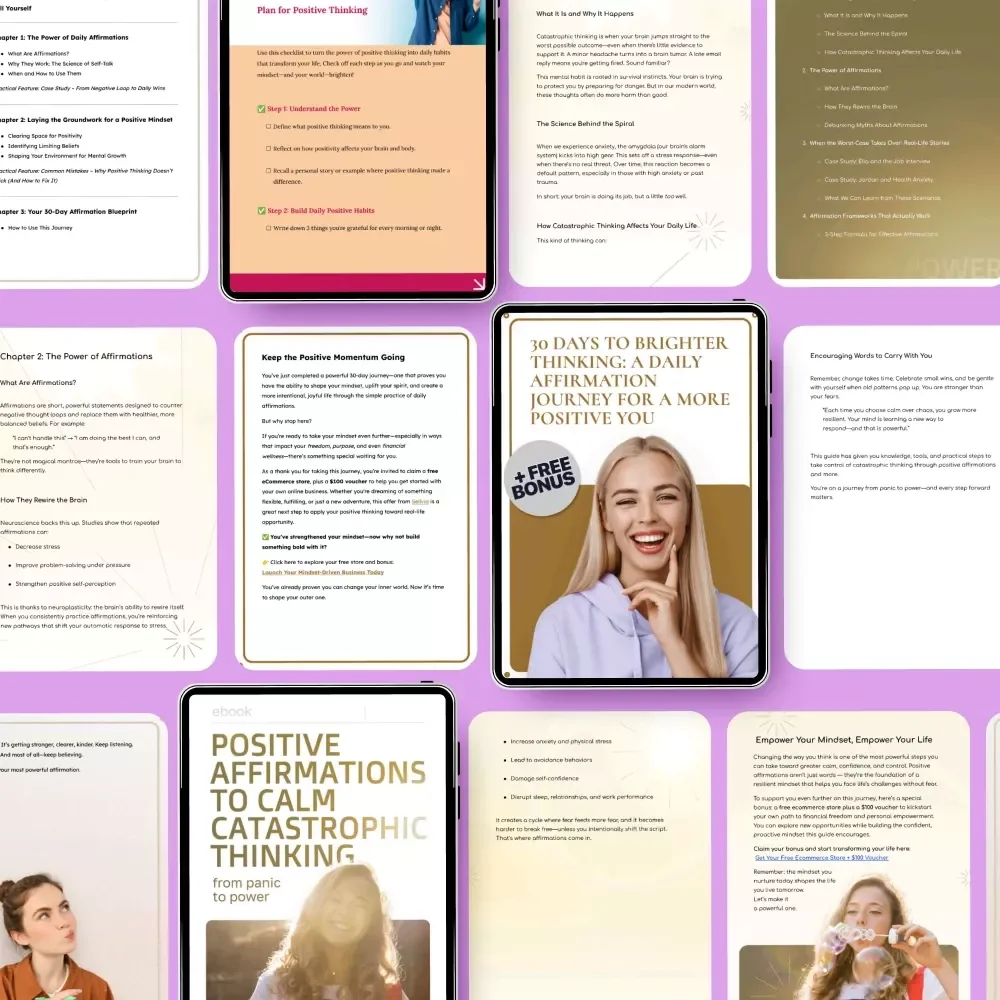 Think Happy: Affirmations Pack – Affirmations for Positive Thinking Bundle | 5-in-1 Digital Download for Mindset, Calm & Daily Motivation