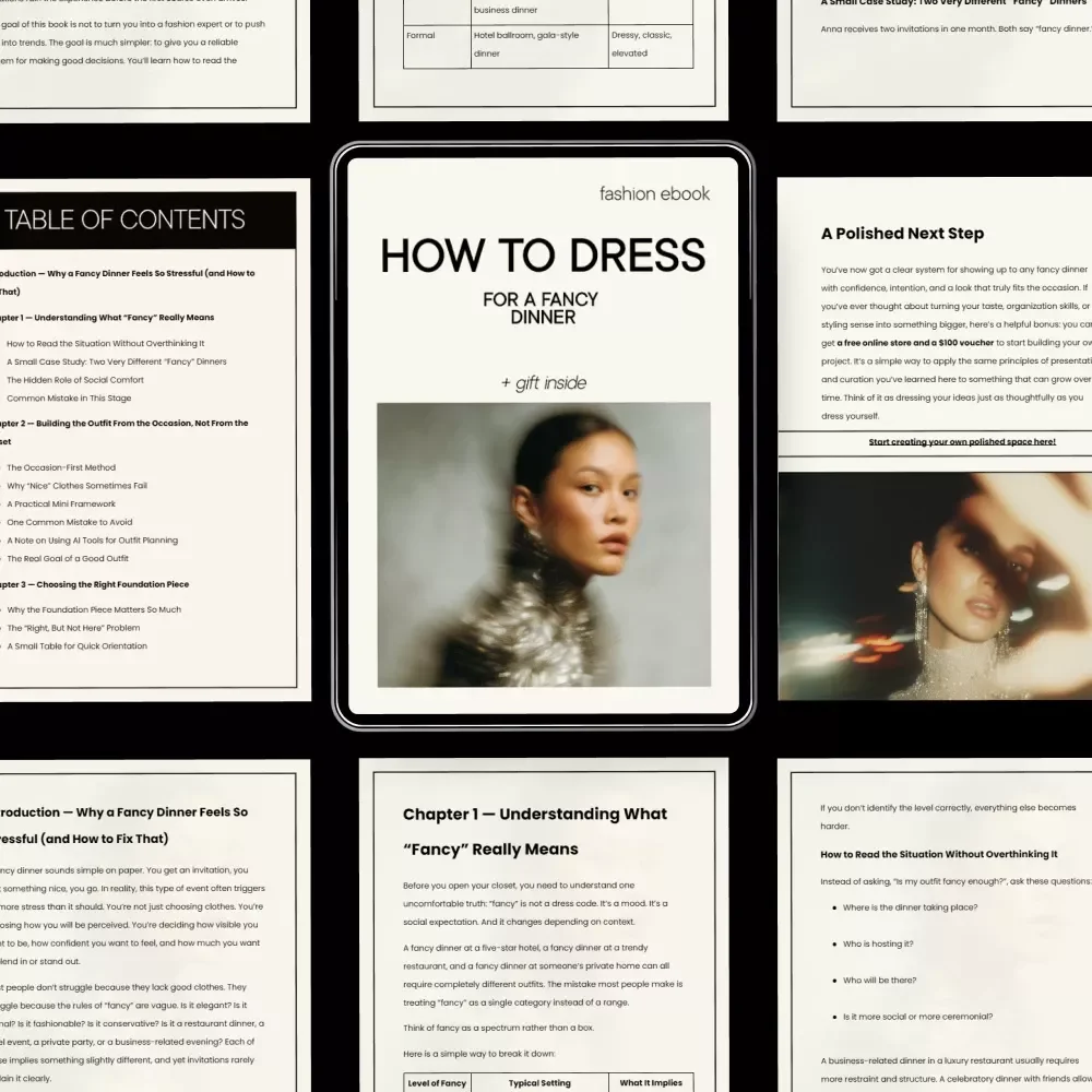 How to Dress for a Fancy Dinner Ebook | Elegant Outfit Guide for Formal Events | How to Dress for a Fancy Dinner with Confidence