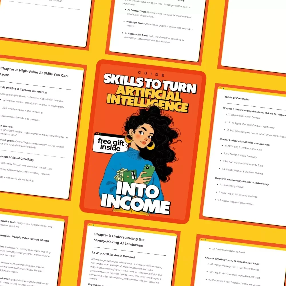 Skills to Turn Artificial Intelligence into Income | AI Skills Guide for Beginners, Make Money with AI, Digital Download eBook, Online Income Blueprint