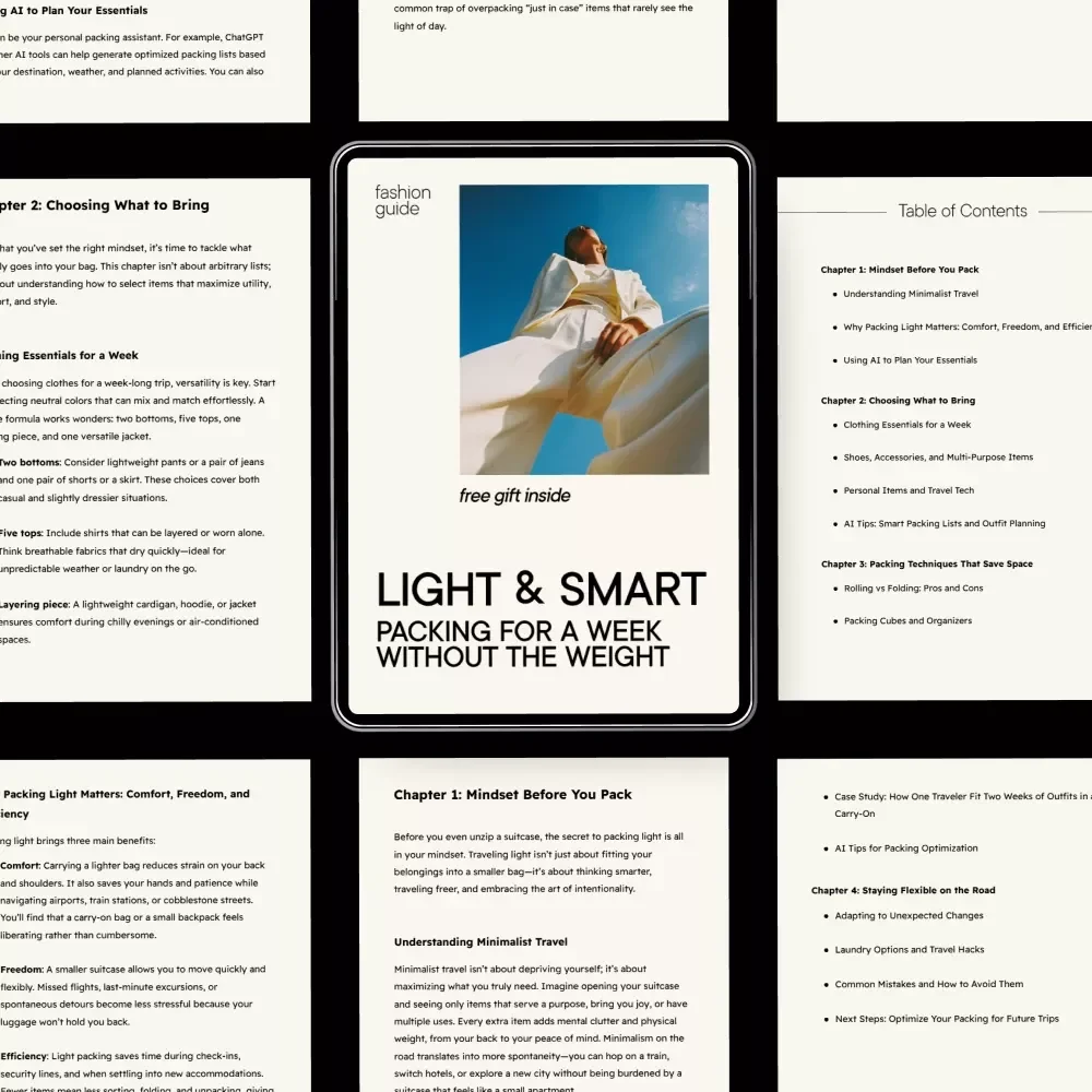 Light & Smart: Packing for a Week Without the Weight – Minimalist Travel Packing Guide, Smart Packing Checklist, Carry-On Only eBook, AI Travel Planning Digital Download