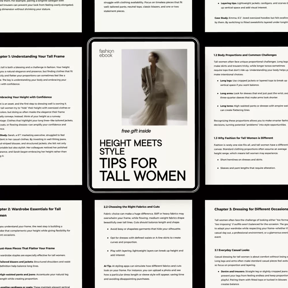 Height Meets Style: Tips for Tall Women | Ultimate Ebook with Tall Women Fashion Tips, Wardrobe Essentials, AI Styling Guide & Confidence-Boosting Looks