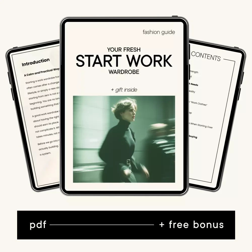 Your Fresh Start Work Wardrobe – Minimalist Work Capsule Guide, Professional Style Reset, Smart Office Clothing Planner, Digital Download