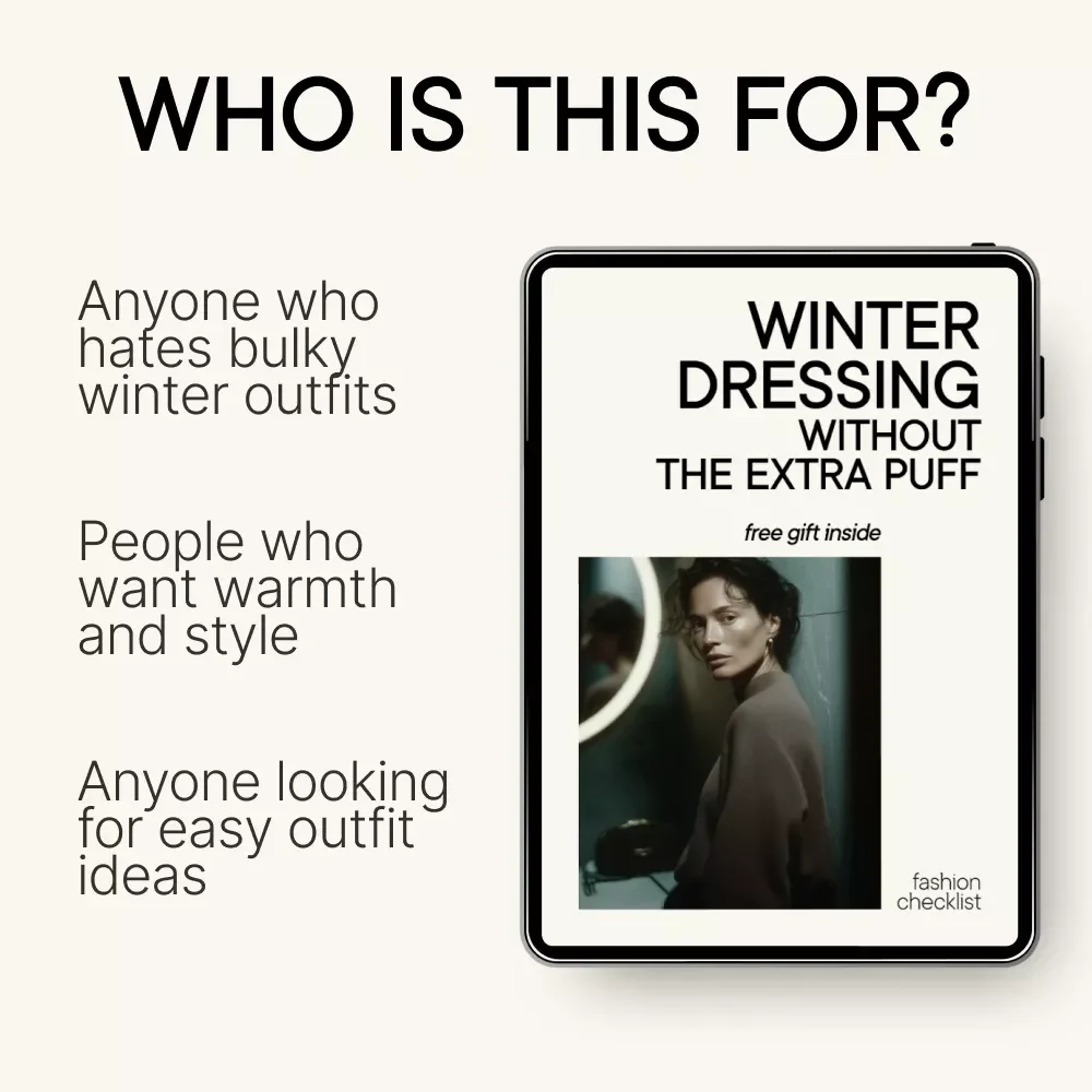 Winter Dressing Without the Extra Puff – Slim Winter Layering Guide, Minimalist Cold Weather Style eBook, How to Stay Warm Without Bulk, Digital Download