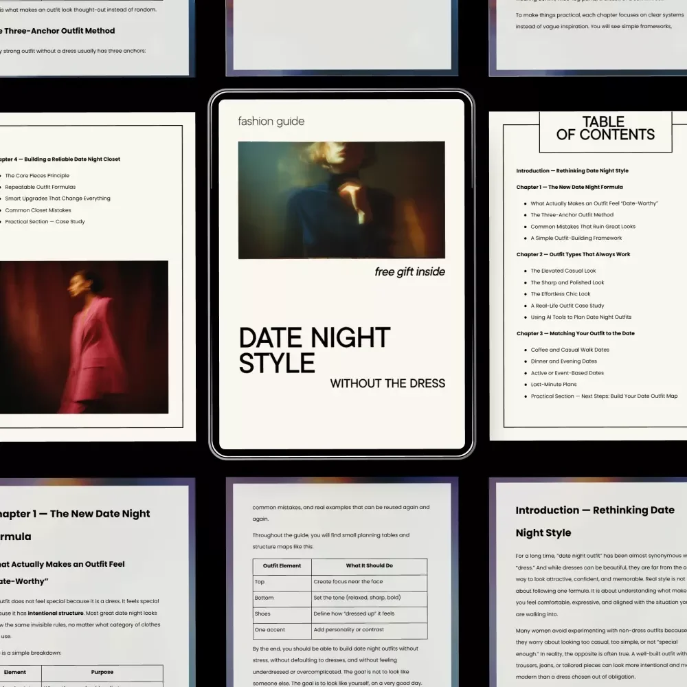 Date Night Style Without the Dress – Digital Style Guide for Effortless Date Night Outfits, Modern Outfit Formulas, Closet Essentials, eBook Download