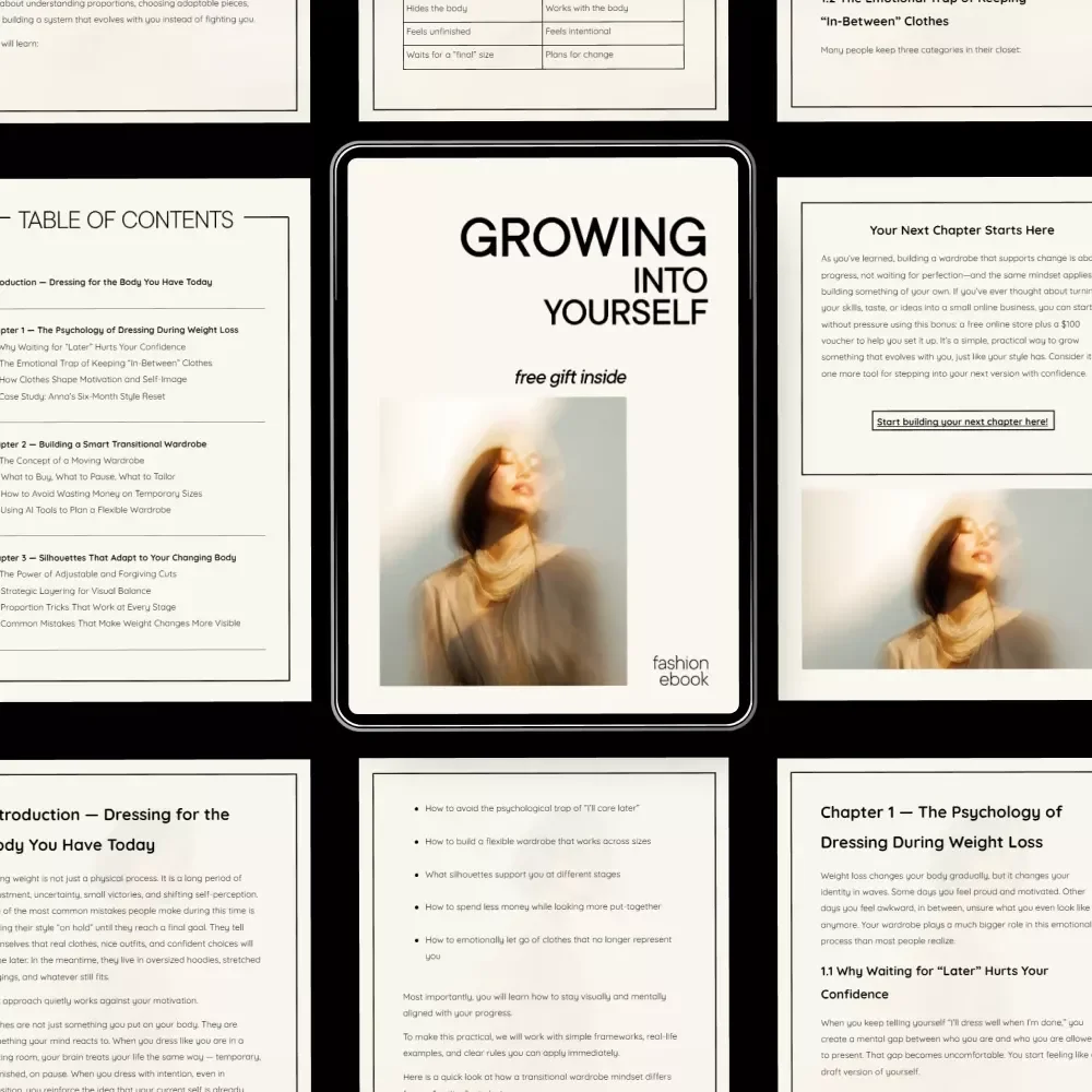 Growing Into Yourself — A Style & Confidence eBook on how to dress when you're losing weight | Transitional Wardrobe Guide