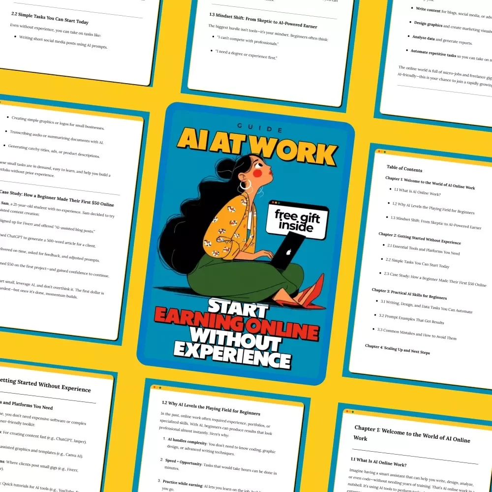 AI at Work: Start Earning Online Without Experience | Beginner-Friendly AI Online Work Guide, Digital Download, Make Money Online eBook, Side Hustle for Beginners