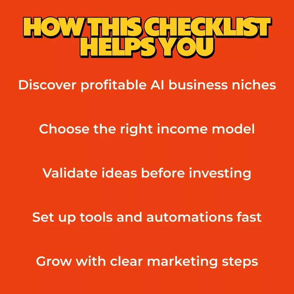 AI Online Business Ideas Checklist | Digital Download Guide for AI Side Hustles, Online Income & AI-Powered Business Planning
