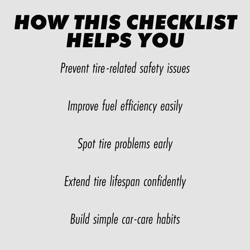 Tread & Pressure Power-Up: Your Fun, Foolproof Tire Checklist | Easy Tire Pressure & Tread Inspection Digital Download for Car Maintenance