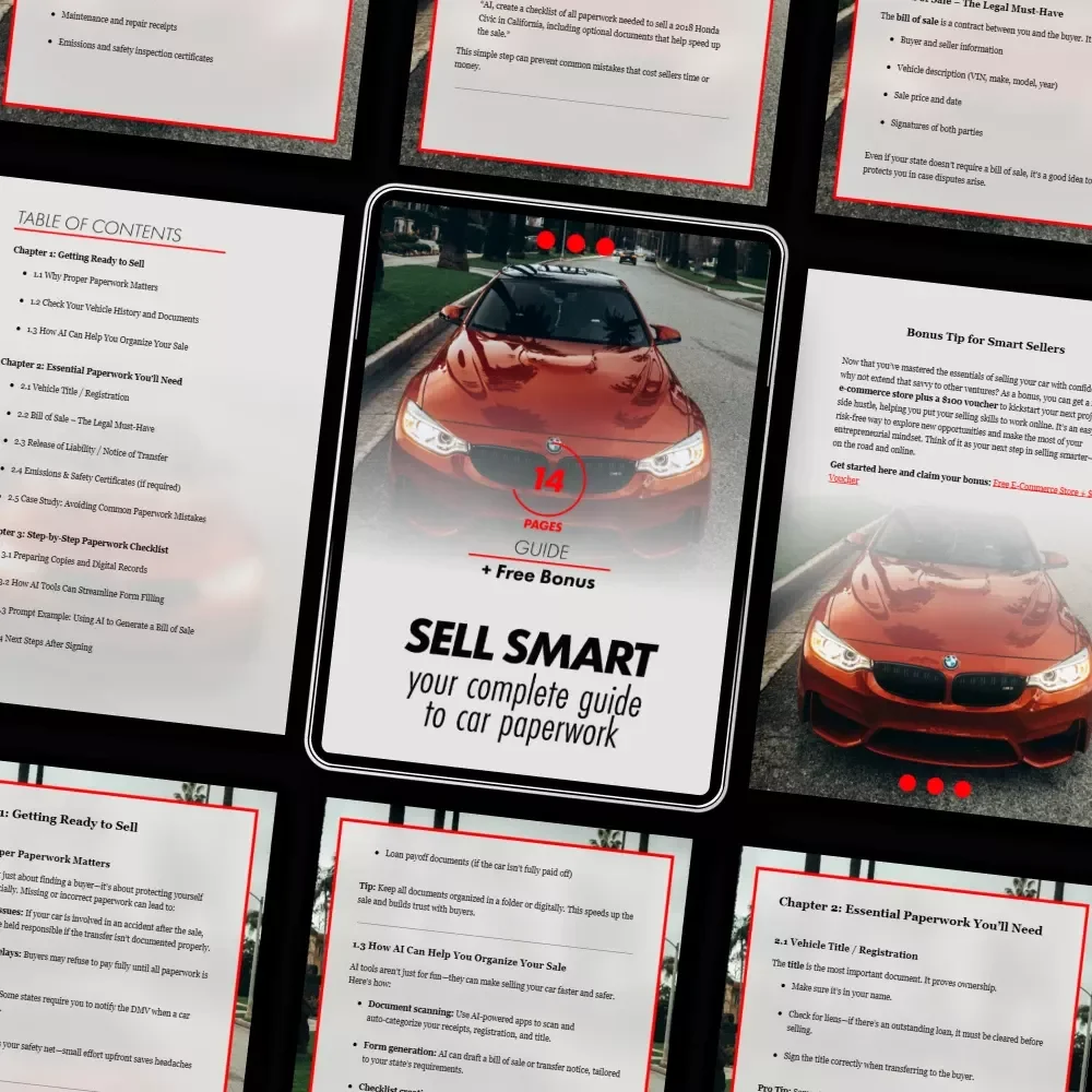 Sell Smart: Your Complete Guide to Car Paperwork – Digital Download for Effortless Car Sales