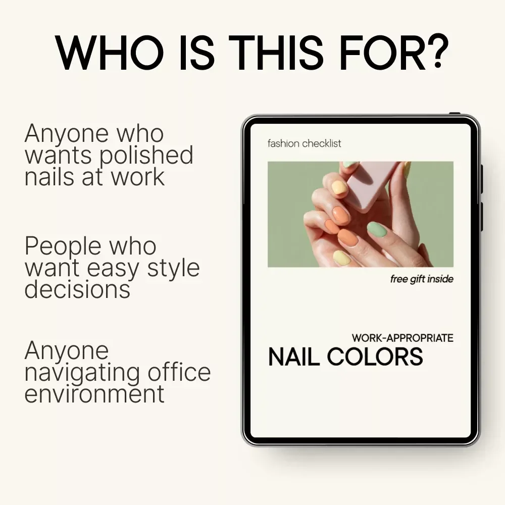 Work-Appropriate Nail Colors – Office Nail Polish Guide, Professional Nail Color Checklist, Minimalist Work Manicure eBook, Digital Download