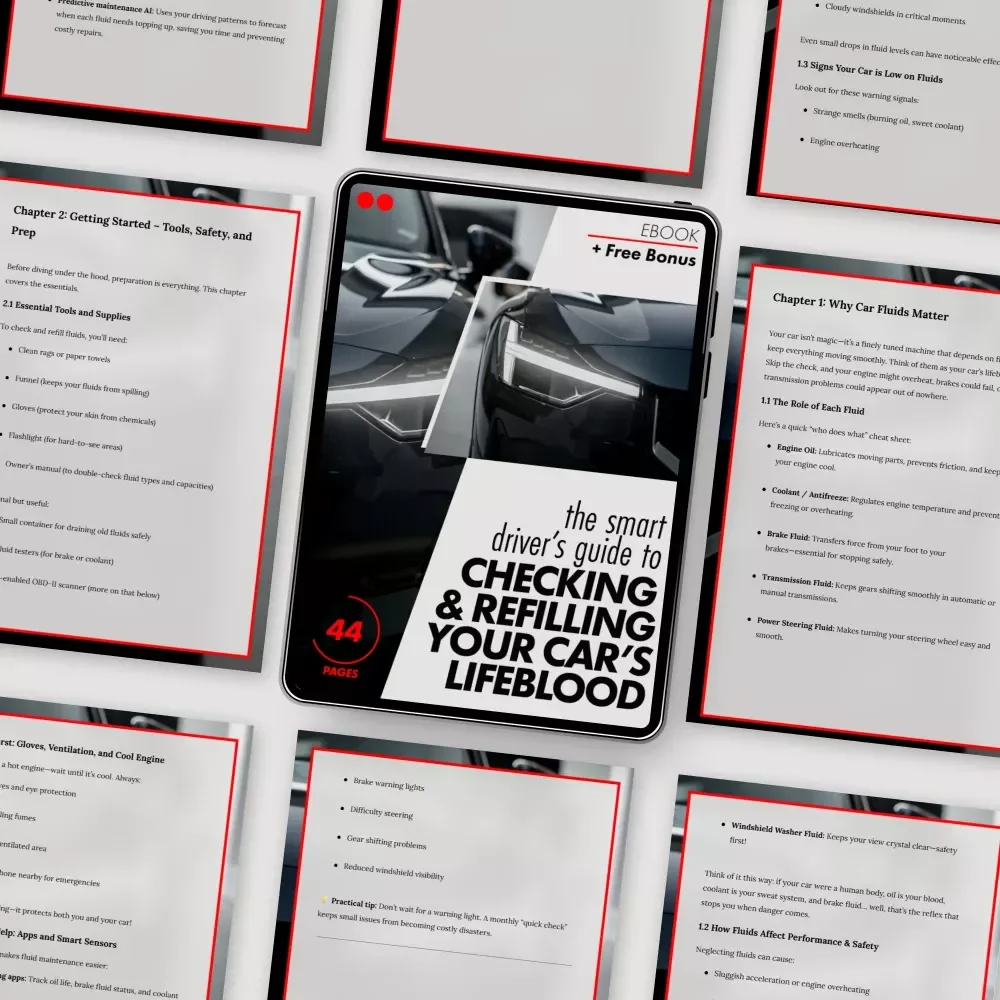 The Smart Driver’s Guide to Checking & Refilling Your Car’s Lifeblood – DIY Car Fluid Maintenance eBook, Engine Oil, Coolant & Brake Fluid Guide, Smart Driver Checklist