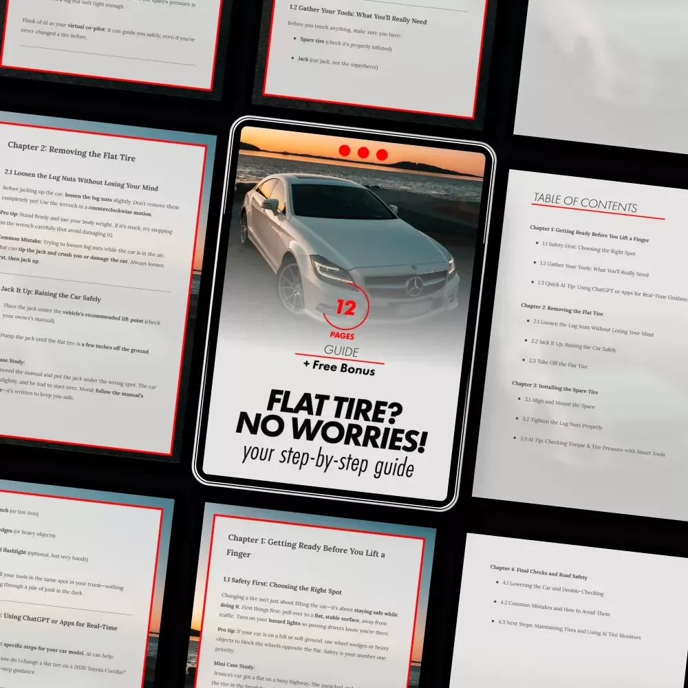 Flat Tire? No Worries! Your Step-by-Step Guide – Easy Change a Tire Digital Guide, Beginner-Friendly Car Emergency eBook, Printable Checklist, Roadside Safety Download