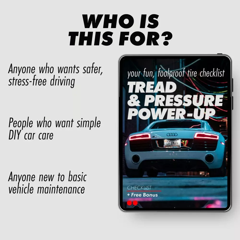 Tread & Pressure Power-Up: Your Fun, Foolproof Tire Checklist | Easy Tire Pressure & Tread Inspection Digital Download for Car Maintenance
