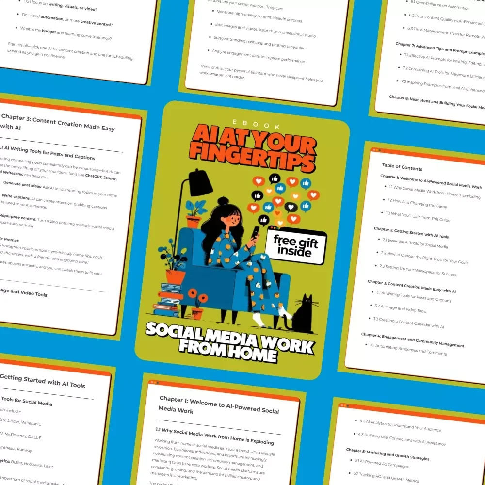 AI at Your Fingertips: Social Media Work from Home – AI Social Media Guide, Work From Home Digital Download, Remote Social Media Marketing eBook