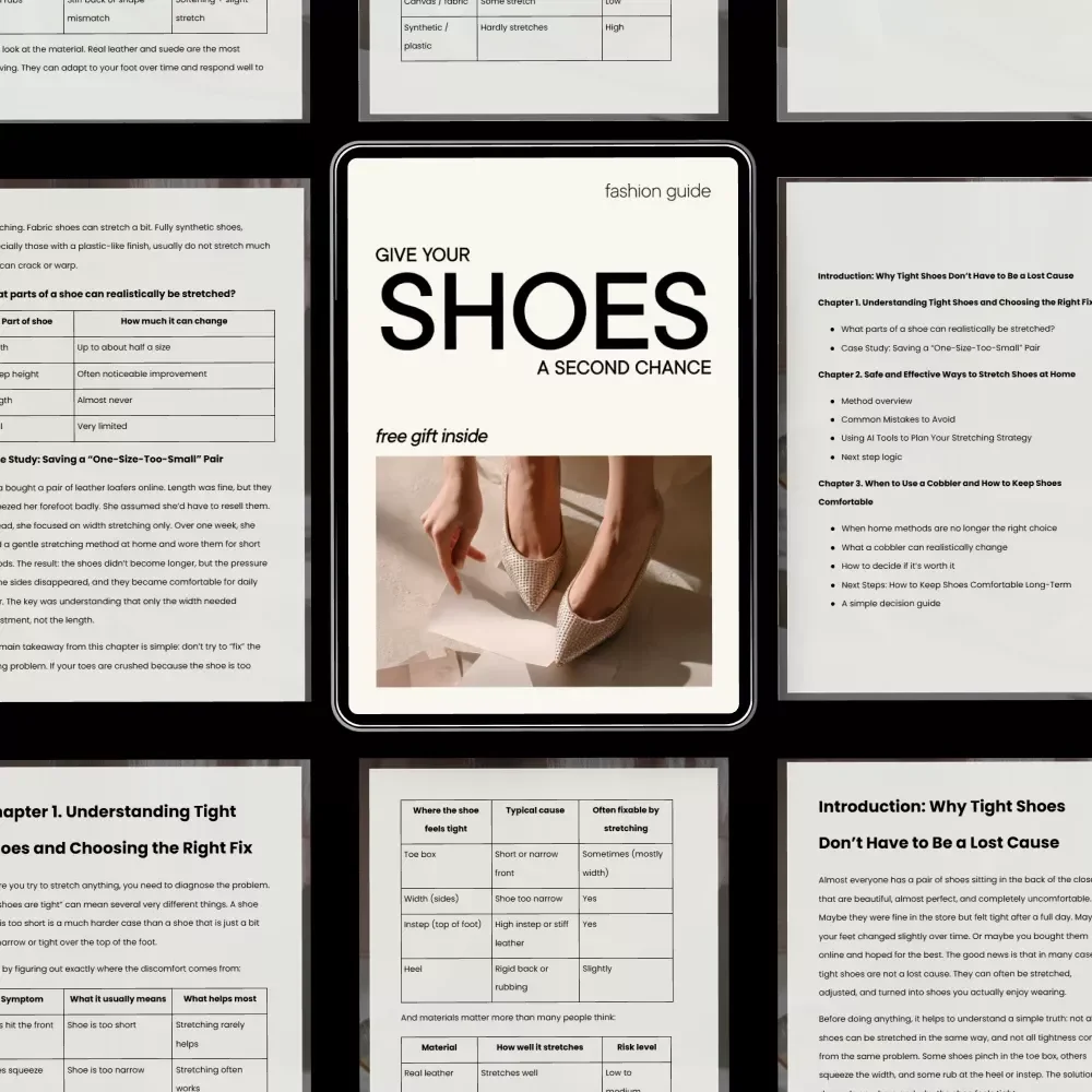 Give Your Shoes a Second Chance – Shoe Stretching Guide for Tight Shoes, At-Home Fixes, Cobbler Tips & Long-Term Comfort (Digital Download)