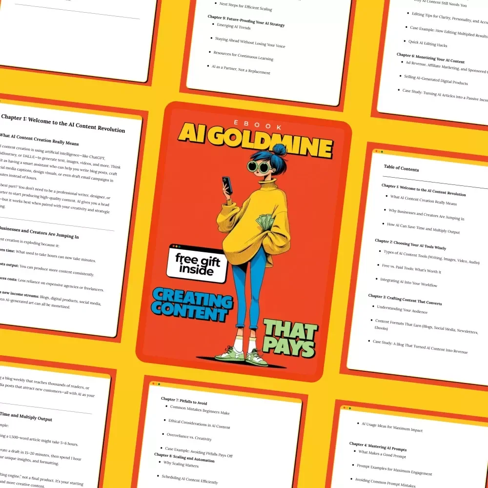 AI Goldmine: Creating Content That Pays – AI Content Creation Guide, Monetize AI Content, Digital Marketing eBook, Prompt Mastery & Passive Income Blueprint