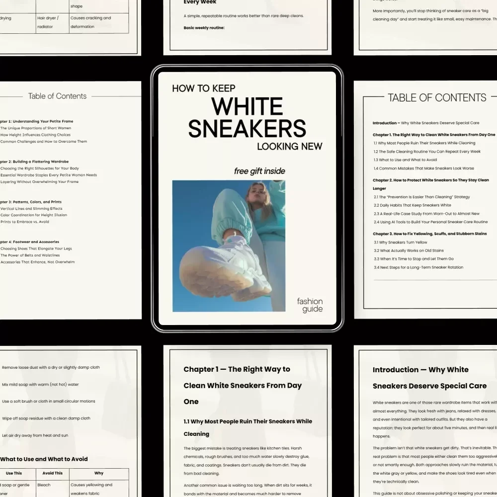 How to Keep White Sneakers Looking New – The Complete White Sneaker Care Guide, Cleaning Routine, Protection Tips & Stain Removal Checklist (Digital Download)