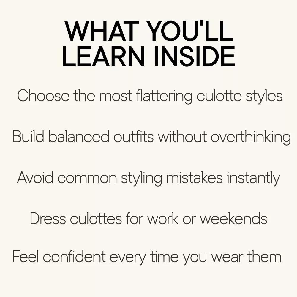 Walk With Confidence in Culottes – Easy Culotte Styling Guide, How to Wear Culottes for Every Occasion, Modern Outfit Formulas & Capsule Wardrobe Digital Download