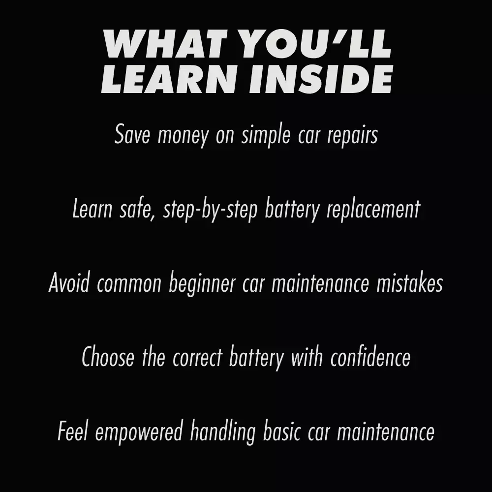 Changing Your Car Battery with Confidence – Easy DIY Car Battery Replacement Guide, Step-by-Step eBook for Beginners, Digital Download