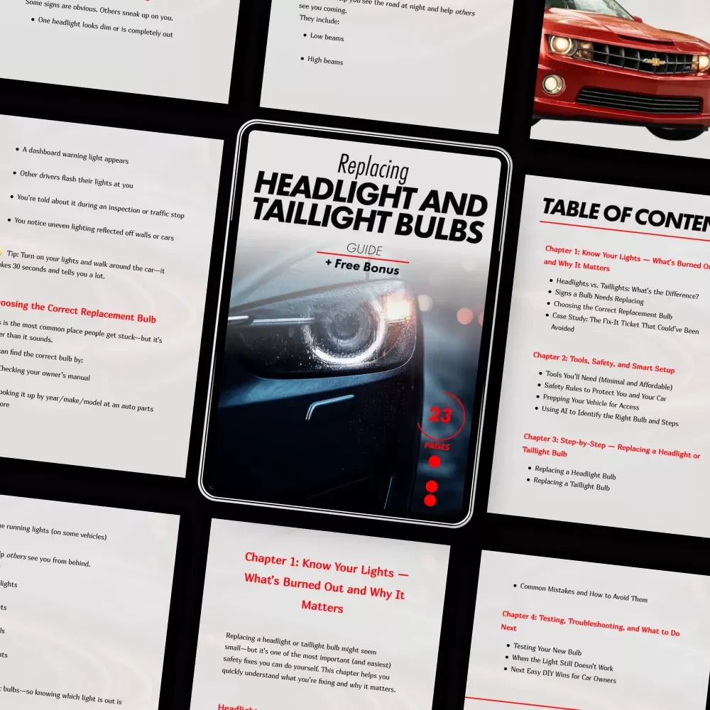 Replacing Headlight and Taillight Bulbs | DIY Car Light Replacement Guide, Step-by-Step Auto Maintenance eBook, Beginner-Friendly Digital Download