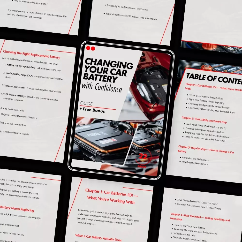Changing Your Car Battery with Confidence – Easy DIY Car Battery Replacement Guide, Step-by-Step eBook for Beginners, Digital Download