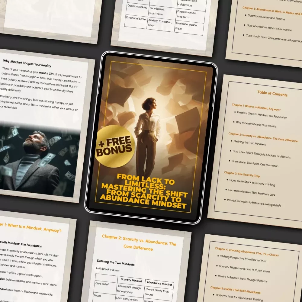 From Lack to Limitless: Mastering the Shift from Scarcity to Abundance Mindset - Digital Guide, eBook, and Checklist